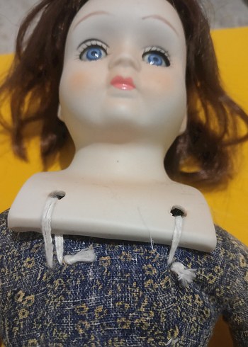 Antika porselen başlı kumaş gövdeli vintage bebek. 1930 - Görsel 4