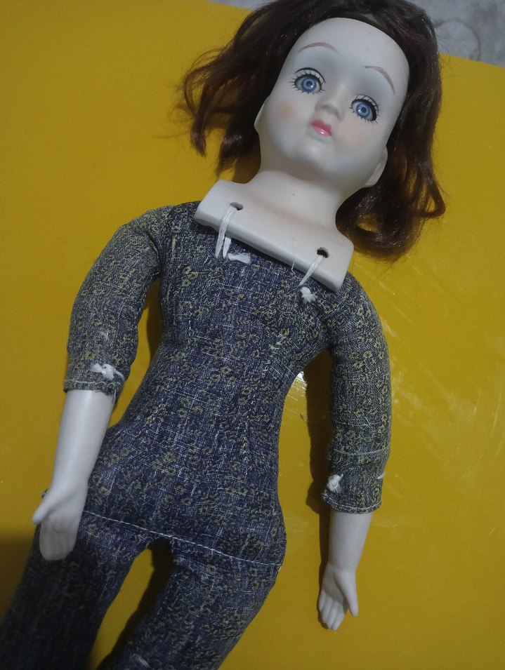 Antika porselen başlı kumaş gövdeli vintage bebek. 1930 - Görsel 5