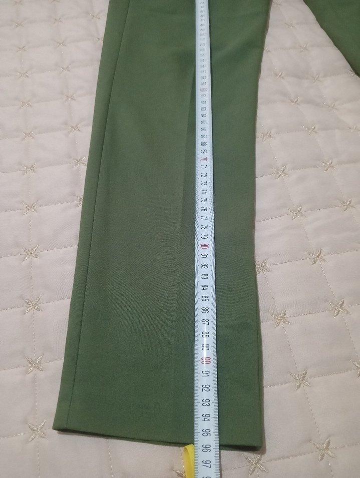 Kadın Yeşil Midi Kumaş Pantolon - Görsel 2