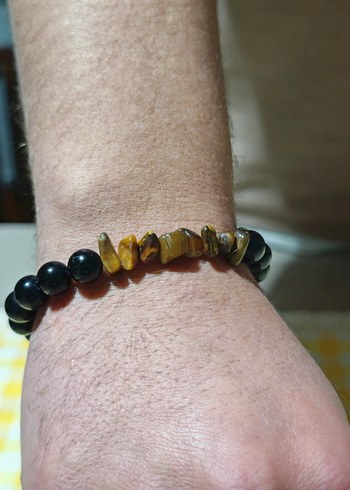 Kaplan gözü erkek bileklik doğal taş - Görsel 2