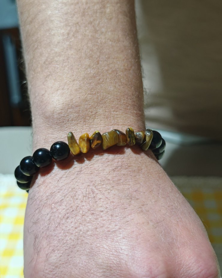 Kaplan gözü erkek bileklik doğal taş - Görsel 2