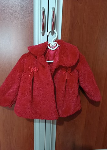 Kız Çocuk Kırmızı Kürk Detaylı Ceket