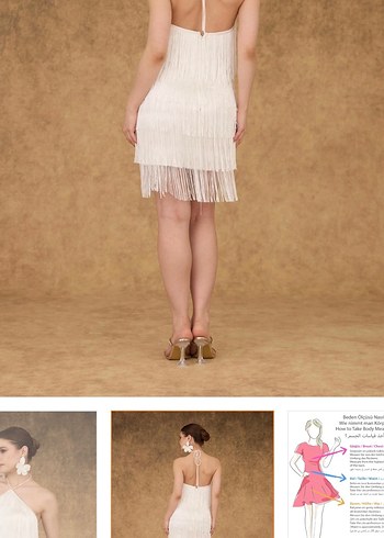 Beyaz Püsküllü Mini Straplez Elbise - Görsel 4