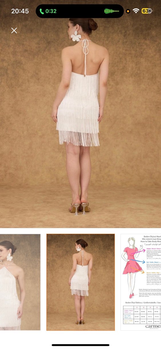 Beyaz Püsküllü Mini Straplez Elbise - Görsel 4