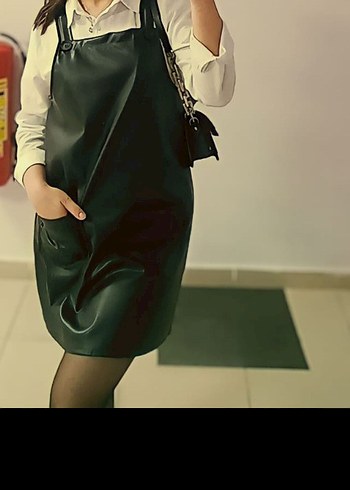 siyah deri salopet - Görsel 3