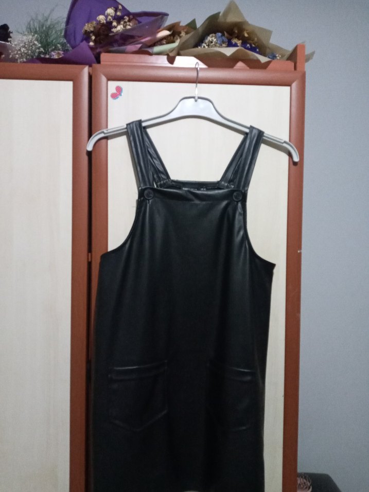 siyah deri salopet - Görsel 2