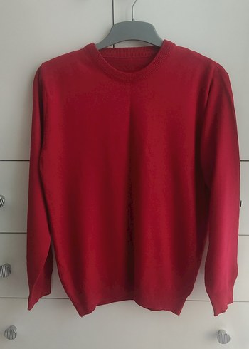 Kırmızı Unisex Uzun Kollu Basic Kazak
