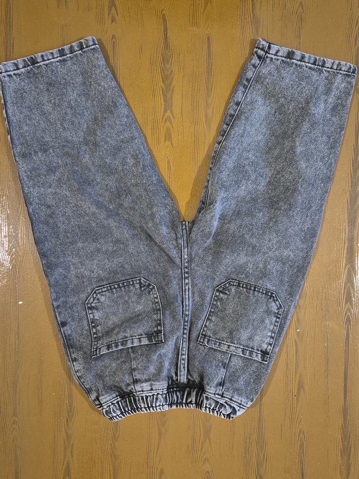 Gri Bol Kesim Çocuk Kot Pantolon - Görsel 2