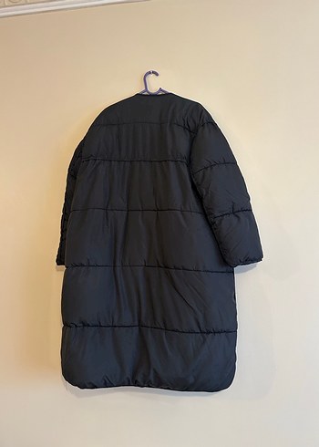 Siyah Düğmeli Uzun Kadın Mont - Görsel 2