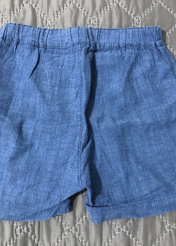 Nakışlı Düğmeli Mavi Erkek çocuk Kot Şort - Görsel 3