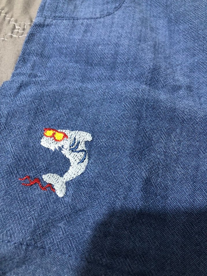 Nakışlı Düğmeli Mavi Erkek çocuk Kot Şort - Görsel 2