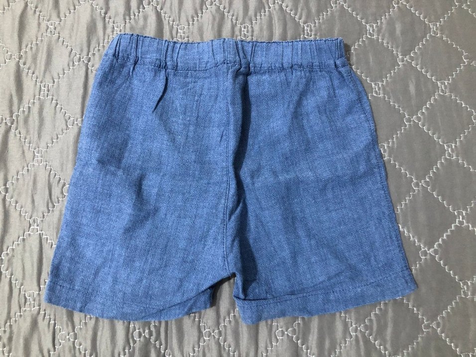 Nakışlı Düğmeli Mavi Erkek çocuk Kot Şort - Görsel 3