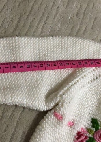 Nakışlı Beyaz Kız Çocuk Örgü Hırka - Görsel 7