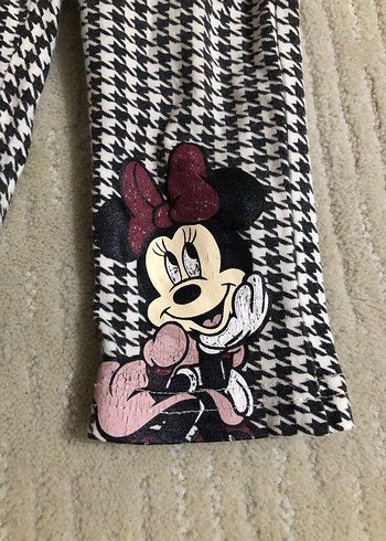 Bordo Kız Çocuk Minnie Baskılı Pamuklu Sweatshirt tayt takım - Görsel 6