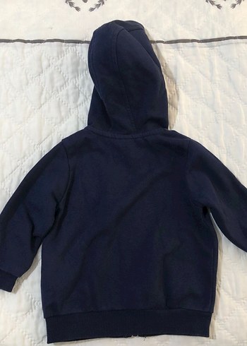 Koyu Mavi Kapüşonlu Fermuarlı Erkek Sweatshirt - Görsel 2