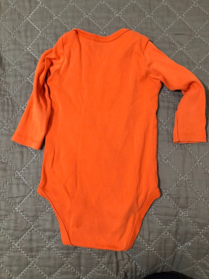 Turuncu Uzun Kollu Bebek Çıtçıtlı Body - Görsel 2