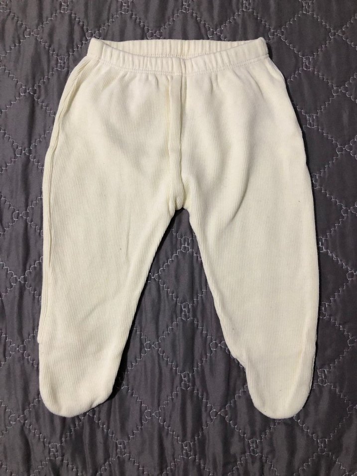 Beyaz Nakışlı Kız Bebek Pantolonu - Görsel 2