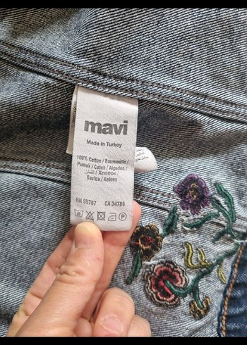 mavi jeans Nakışlı Kadın Kot Ceket - Görsel 3