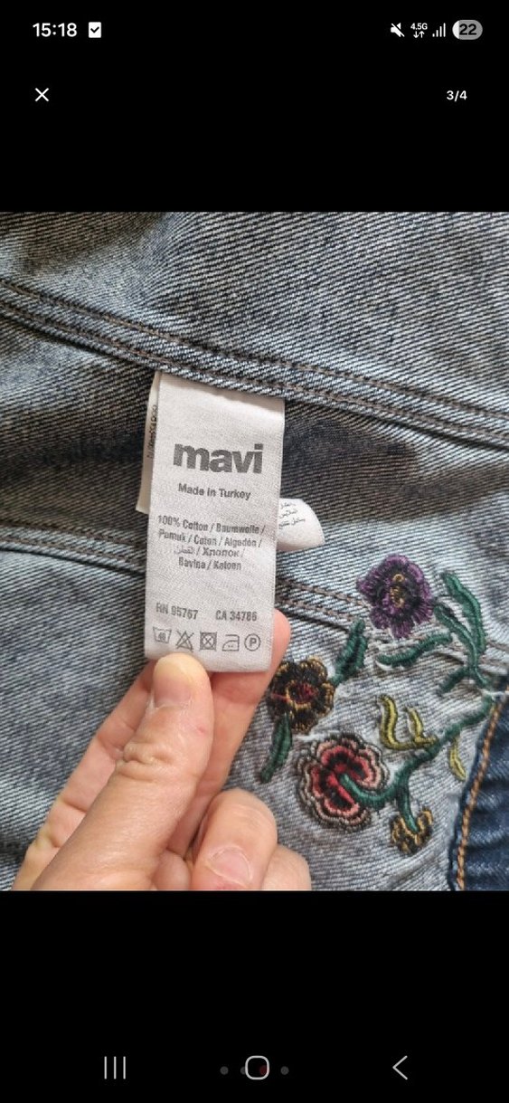 mavi jeans Nakışlı Kadın Kot Ceket - Görsel 3