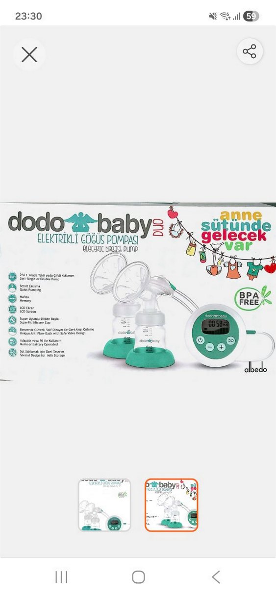 Dodobaby Elektrikli ikili Göğüs Pompası Turkuaz - Görsel 2