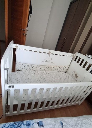 meltem mobilya woody Beyaz Ahşap Bebek Beşiği - Görsel 3