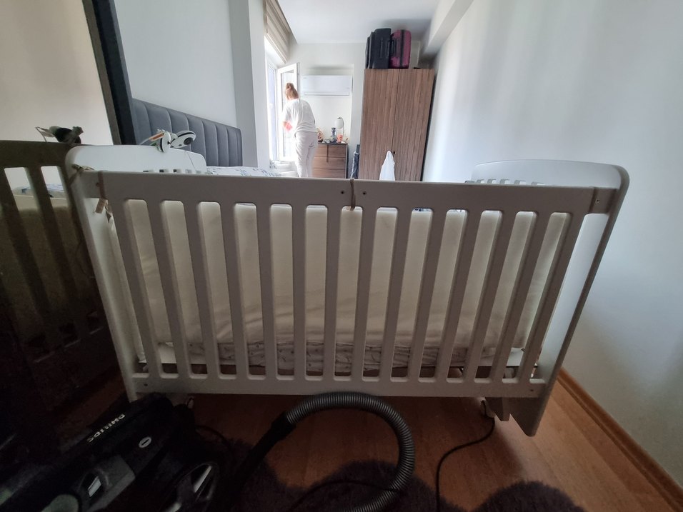 meltem mobilya woody Beyaz Ahşap Bebek Beşiği - Görsel 2