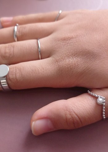 Koton KOTON gümüş renkli minimalist Kadın Yüzüğü seti