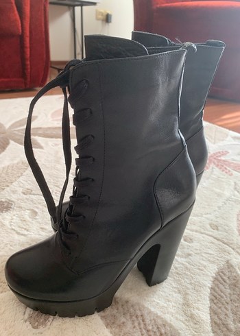 Derimod Siyah Deri Platform Topuklu Kadın Bot - Görsel 3