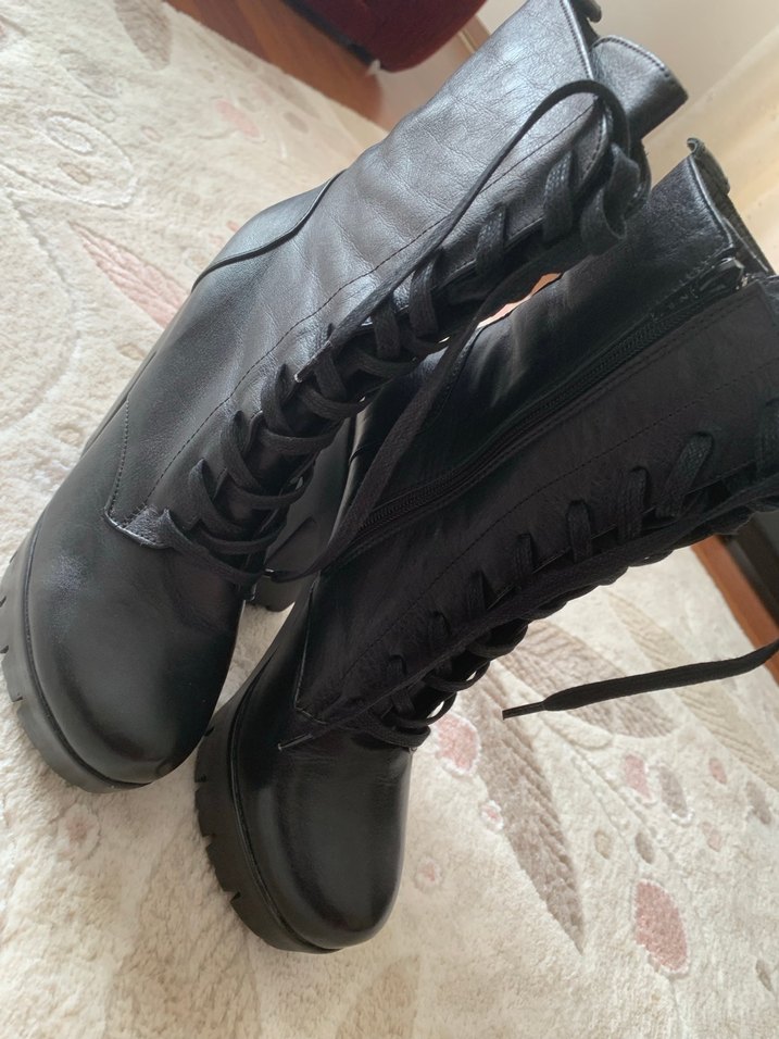 Derimod Siyah Deri Platform Topuklu Kadın Bot - Görsel 2