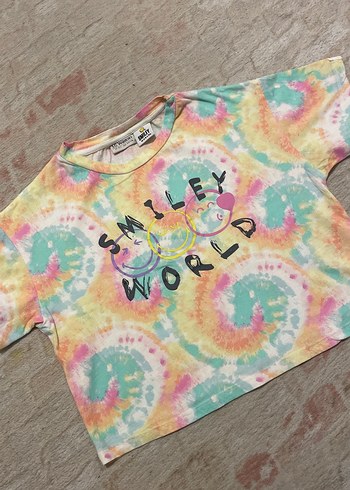 Kız Çocuk Pastel Renk Crop Oversize Tişört - Görsel 3