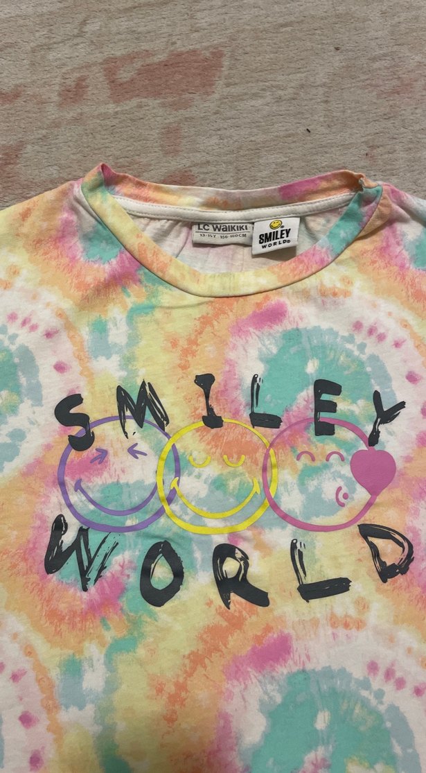 Kız Çocuk Pastel Renk Crop Oversize Tişört - Görsel 2