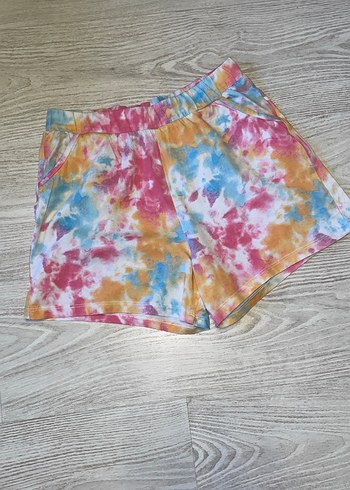 Kızlar için Pastel Batik Desenli Pamuk Şort - Görsel 2