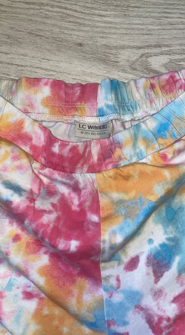 Kızlar için Pastel Batik Desenli Pamuk Şort - Görsel 3