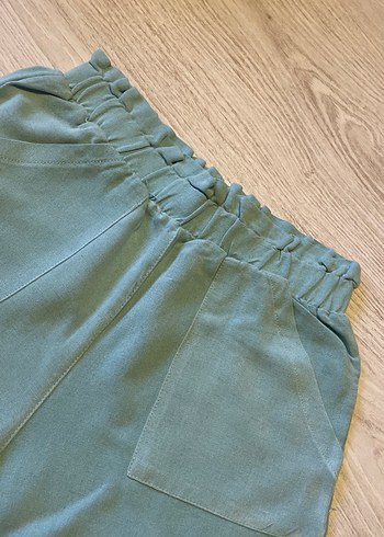 Turkuaz Bohem Tarzı Keten Şort - Görsel 2