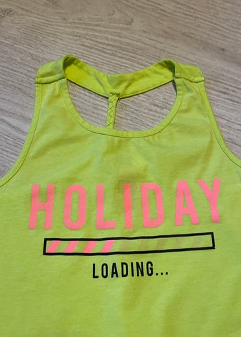 Kız Çocuk Neon Yeşil Baskılı Atlet - Görsel 2