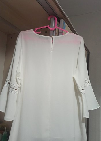 Düğmeli Beyaz Nakışlı Bohem Kadın Bluz - Görsel 8