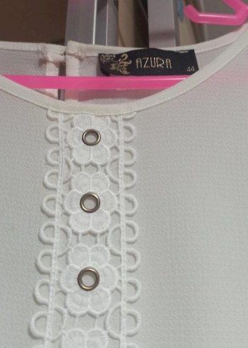 Düğmeli Beyaz Nakışlı Bohem Kadın Bluz - Görsel 5