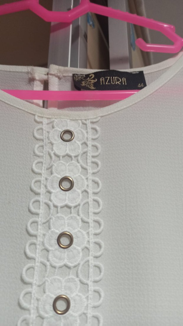 Düğmeli Beyaz Nakışlı Bohem Kadın Bluz - Görsel 5