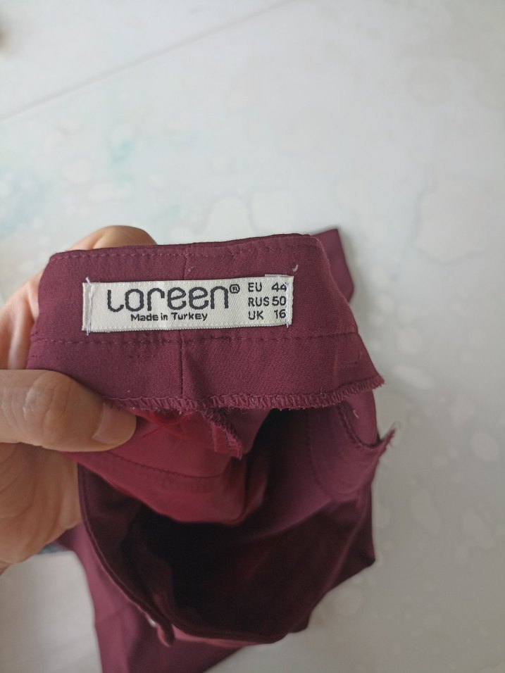 Bordo Düğmeli Kadın Kumaş Pantolon - Görsel 4