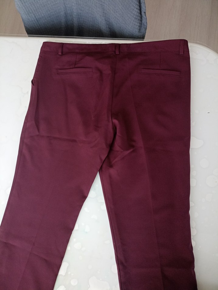 Bordo Düğmeli Kadın Kumaş Pantolon - Görsel 2