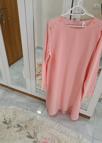 Pembe Uzun Kollu Midi Tunik - Görsel 2