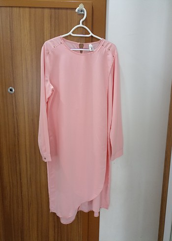 Pembe Uzun Kollu Midi Tunik - Görsel 3