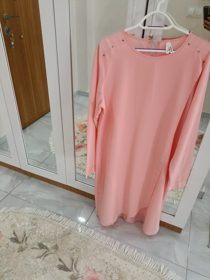 Pembe Uzun Kollu Midi Tunik - Görsel 2