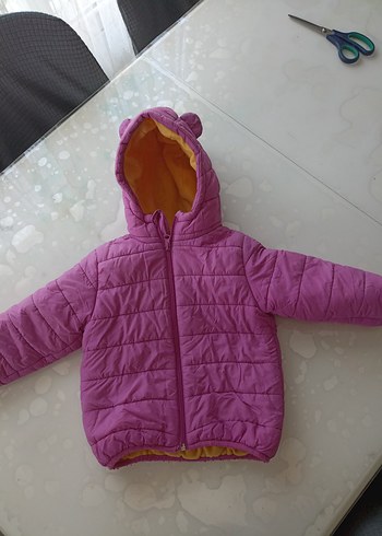 Kız Çocuk Kapüşonlu Pembe Mont - Görsel 3