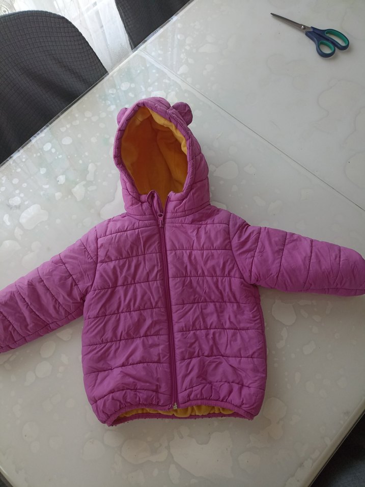 Kız Çocuk Kapüşonlu Pembe Mont - Görsel 3