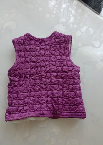 Düğmeli Mor Kız Çocuk Yelek - Görsel 3