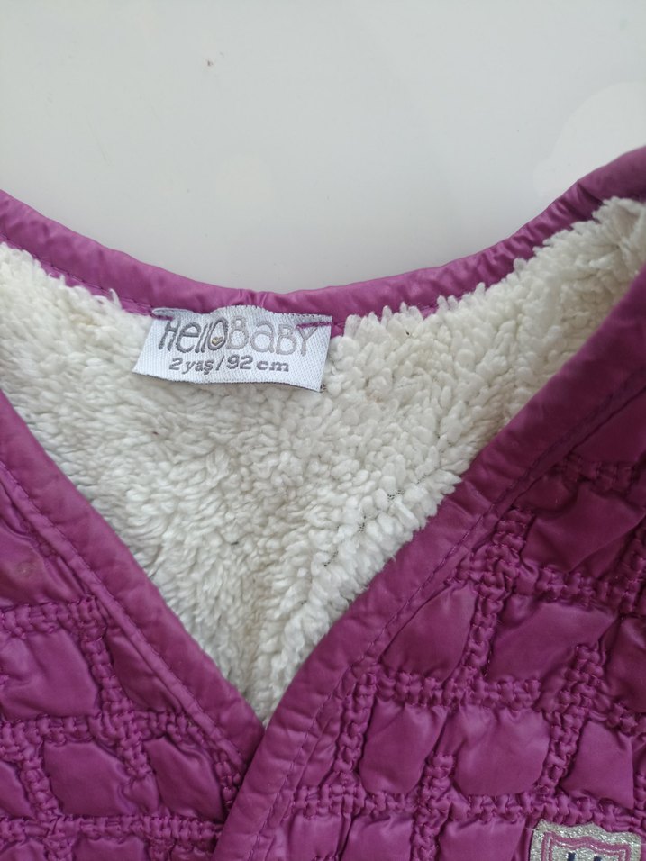 Düğmeli Mor Kız Çocuk Yelek - Görsel 4