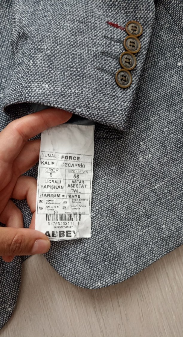 Gri Düğmeli Erkek Takım Ceketi - Görsel 5