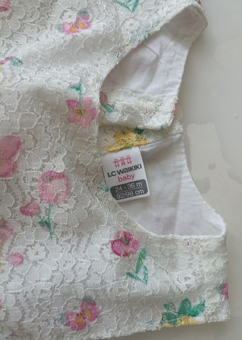 Kız Çocuk Beyaz Çiçekli Dantel Elbise - Görsel 3