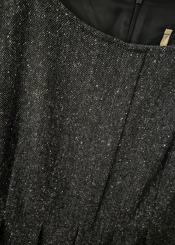 Siyah kırçıllı  Midi Kadın Kışlık elbise - Görsel 2